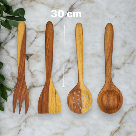 Set Of 4 Artisan Wooden Utensils Set