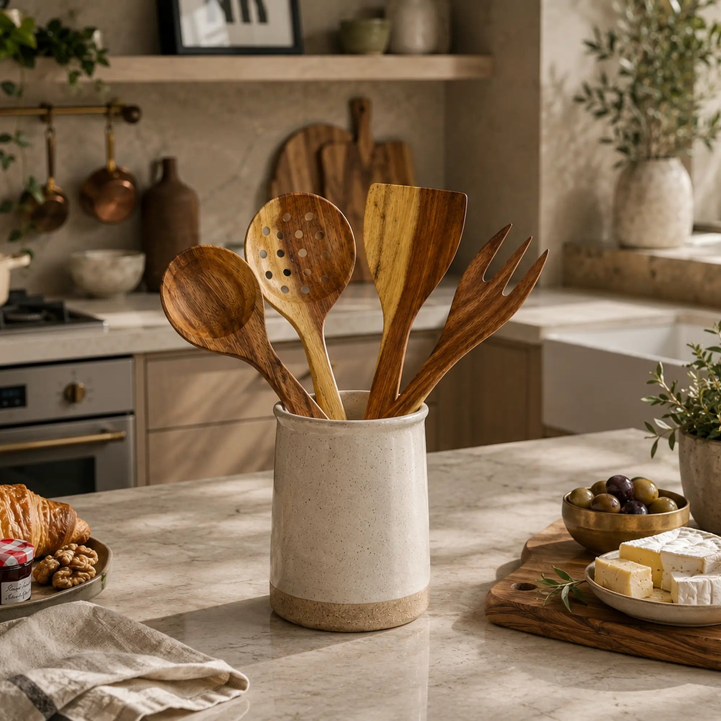 Set Of 4 Artisan Wooden Utensils Set
