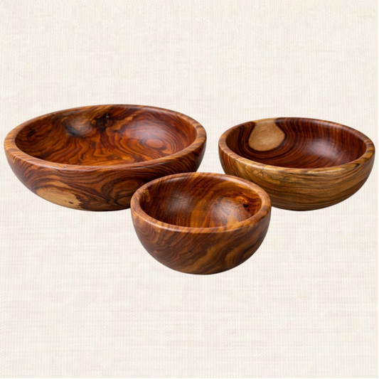 Set of 3 Premium Wooden Bowls