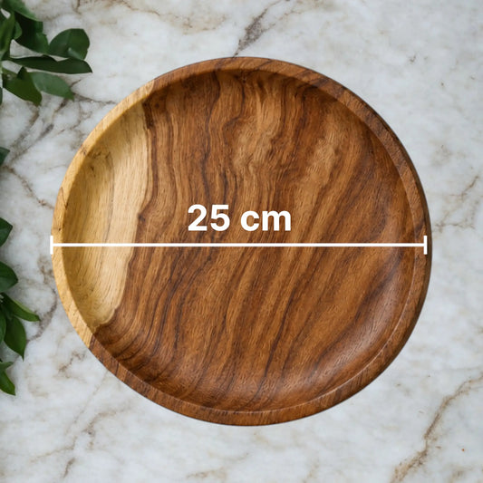 Set of 3 Natural Wooden Serving Plates